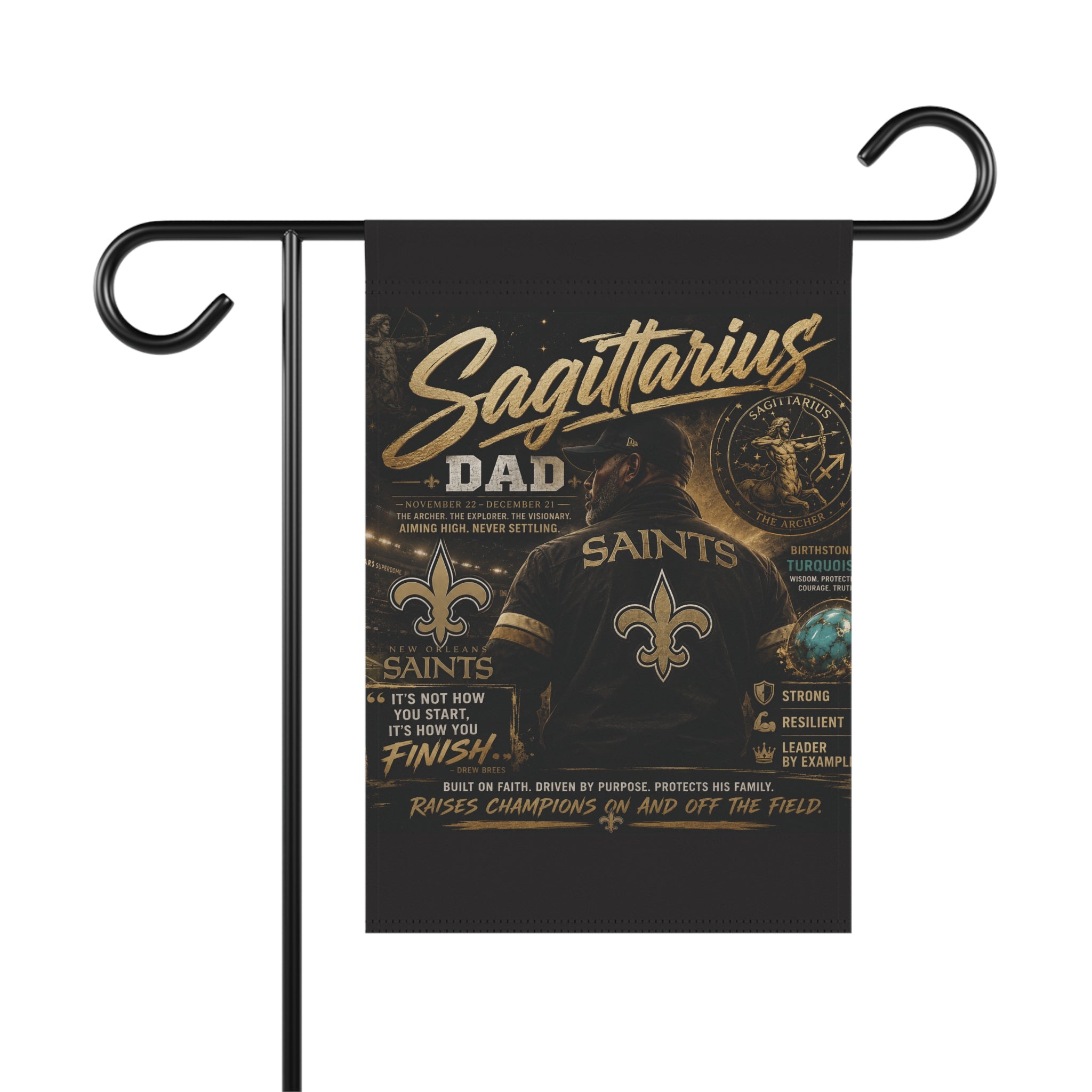 Sagittarius Dad Football Team Garden Flag – Zodiac Football Fan Banner