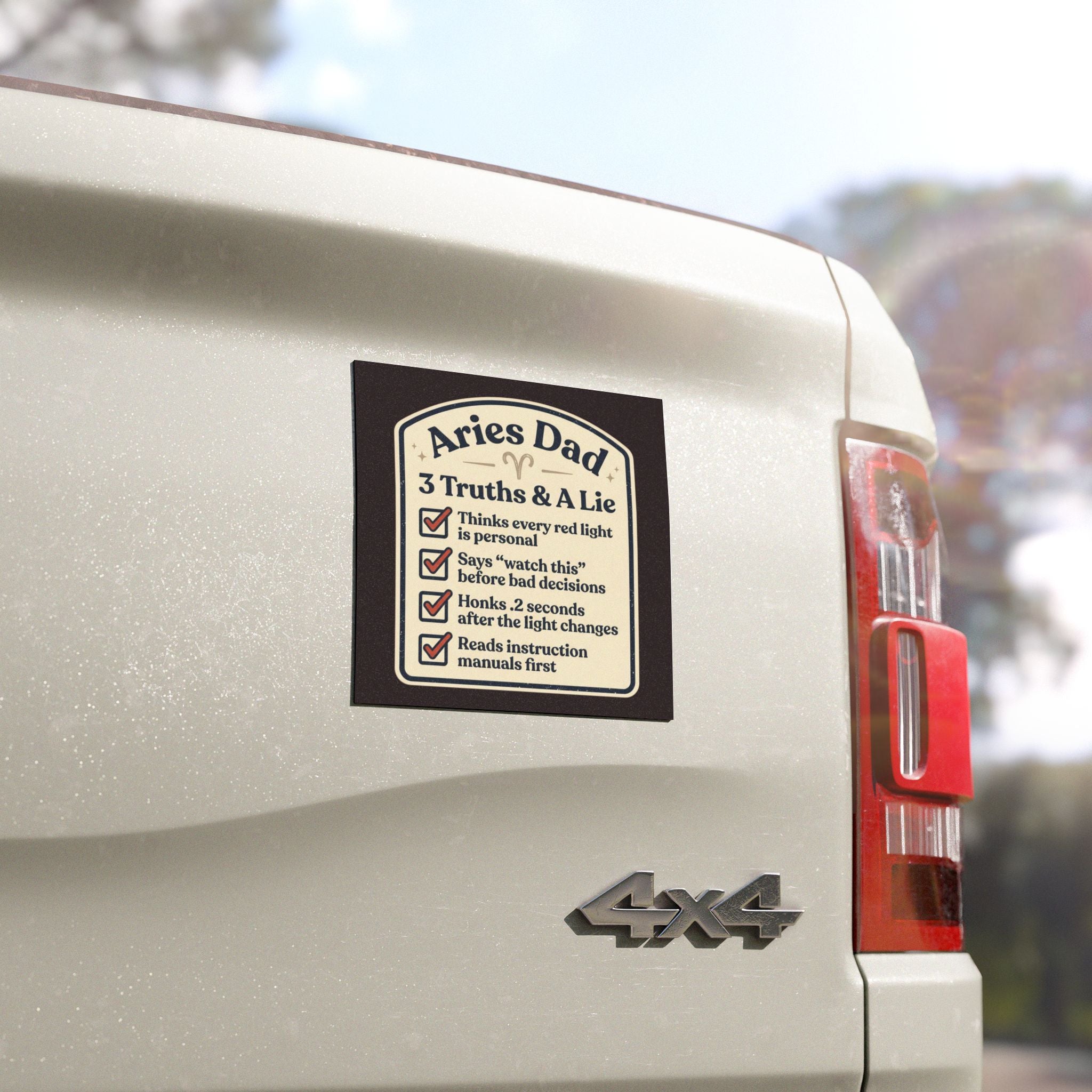 Dad Car Magnet — "3 Truths & A Lie" Funny Zodiac Dad Gift